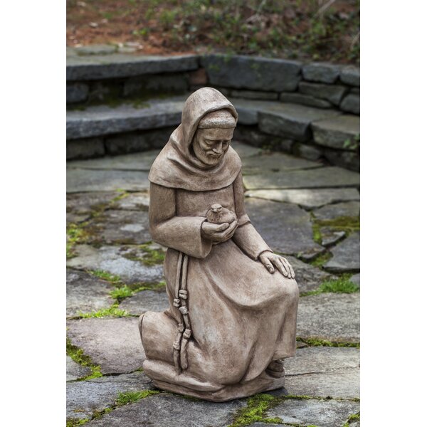 Campania International Kneeling St. Francis with Bird Garden Statue