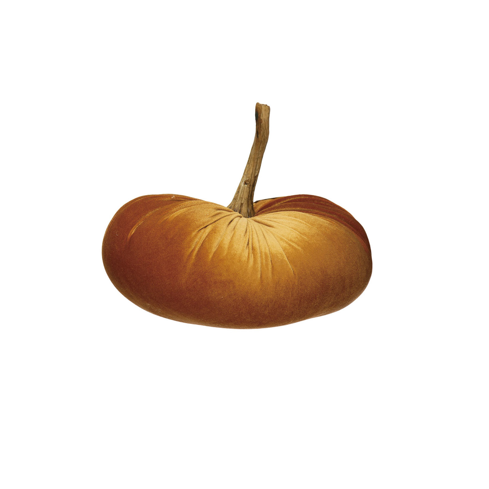 Decorative Velvet Pumpkin With Resin Stem, Brown