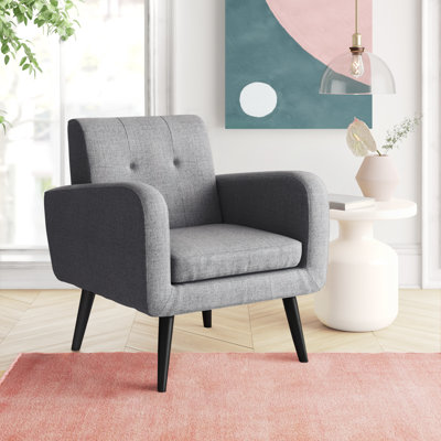 Almeda 29.75'' W Tufted Polyester Armchair with Solid Wood Legs