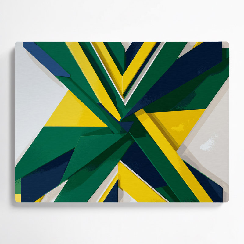 «Geometric Abstraction 7», art mural en métal vert, H 11 po x l 14 po