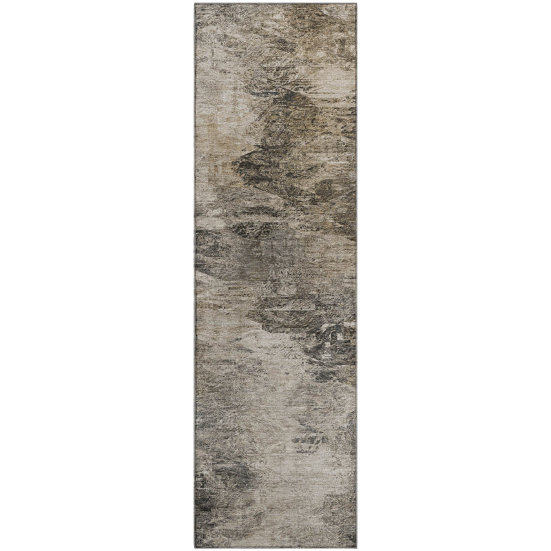 Premium Machine Washable Cerrito AMF592 Taupe Rug, Runner 2'3" x 7'6"