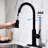 Kitchen Faucet With Pull Out Spray - Matte Black: Stainless Steel, 360 Rotatable Nozzle, Corrosion Resistance Coating Treatment Finish, Single Handle Water Discharge Adjustment Functionality Black-600195725