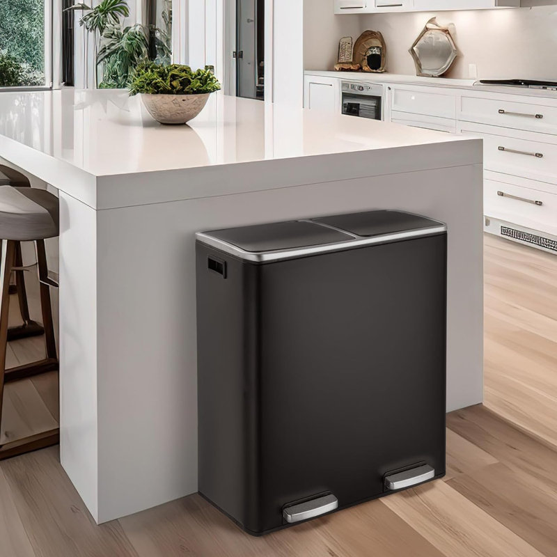 Stainless Steel 60 Litre Step on Recycling Bin
