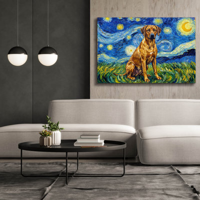  «Rhodesian Ridgeback Starry Night» par Rich Monet, art mural sur toile, 60 po x 40 po