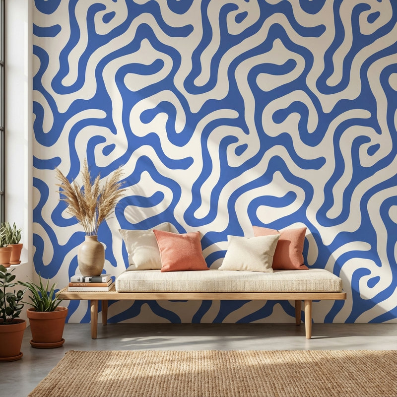 Papier peint à motif abstrait sur fond blanc