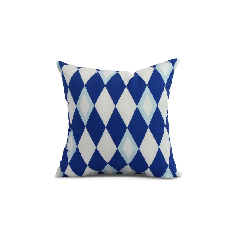 Housse et insert de coussin carré d'extérieur à imprimé géométrique Palm Beach, Bleu royal, 16 po x 16 po