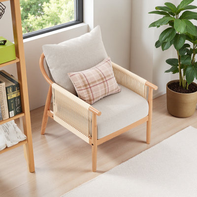 Fauteuil Braid, fauteuil d'appoint en bois de style Mid-Century moderne pour le salon