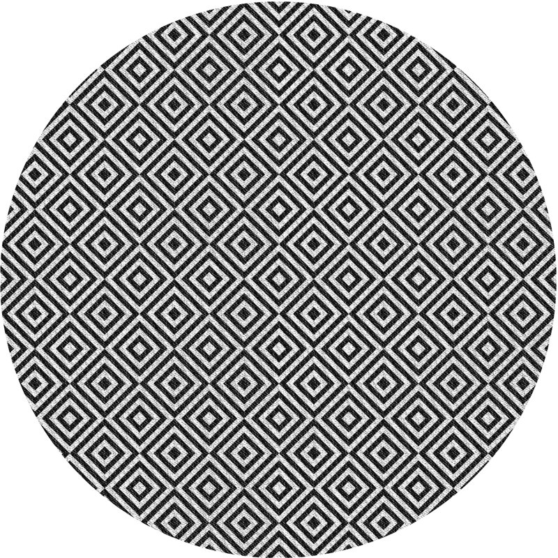Tapis à motifs gris / noir, Rond 8 pi