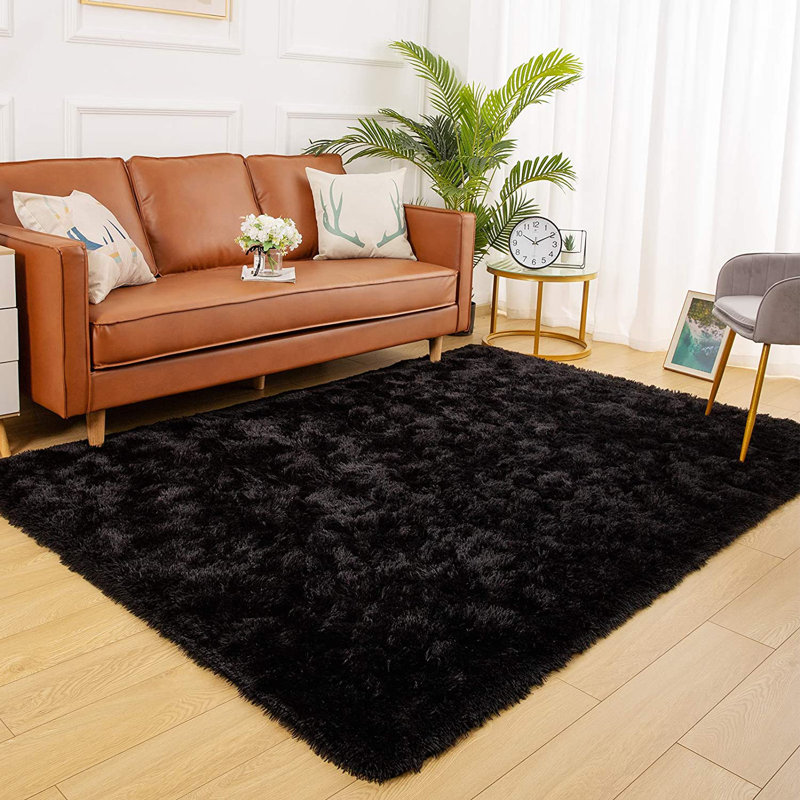 Shahen Rectangle Shag Area Rug, Rectangle 8' x 10', Black