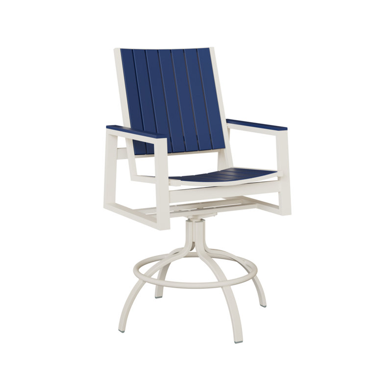 Chaise de bar pivotante Delainah, Bleu pacifique