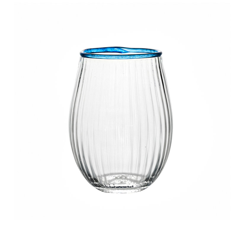 Nell Stemless Wine Glass, Clear/Chambray