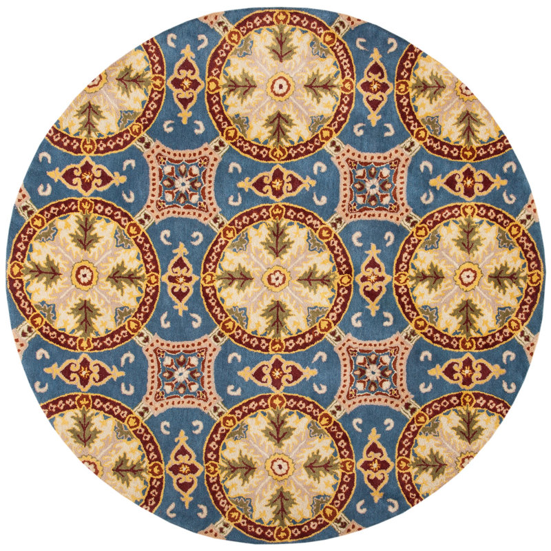 Amory Wyndham Hand Tufted Wool Geometric Rug, Round 7'