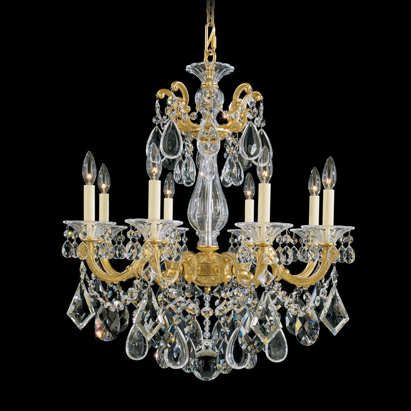 La Scala 8 - Light Glass Chandelier, Etruscan Gold, Handcut Clear