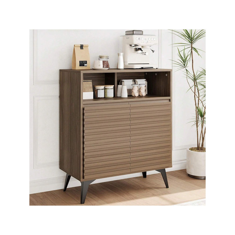 Buffet 1 armoire de rangement cannelée PCS avec rangement et tablettes réglables pour le vestibule de la cuisine du salon