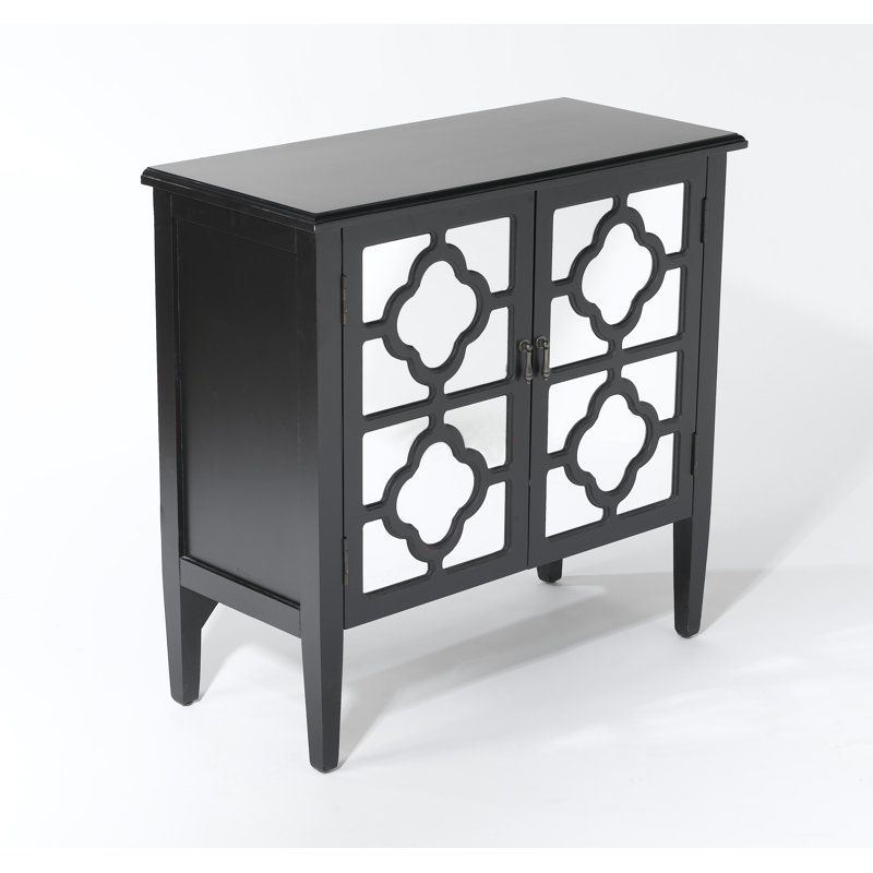 Armoire d’appoint à miroir 2 portes, Noir