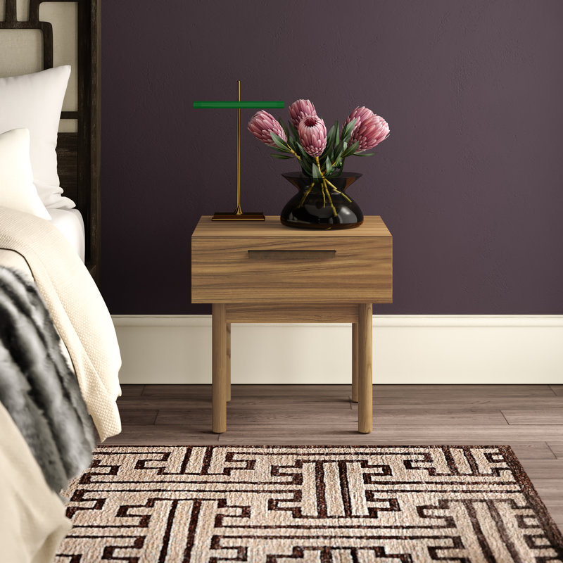 Shale 1 - Drawer Solid Wood Nightstand, Hickory