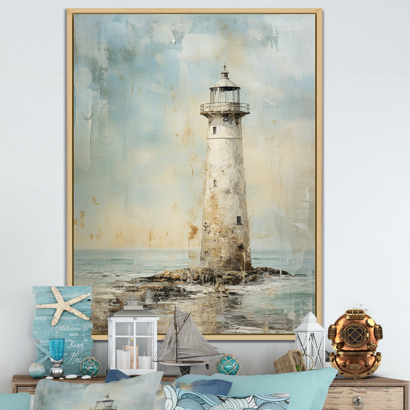 Phare gris minimal, H 32 po x l 24 po x P 1 po, Cadre naturel flottant