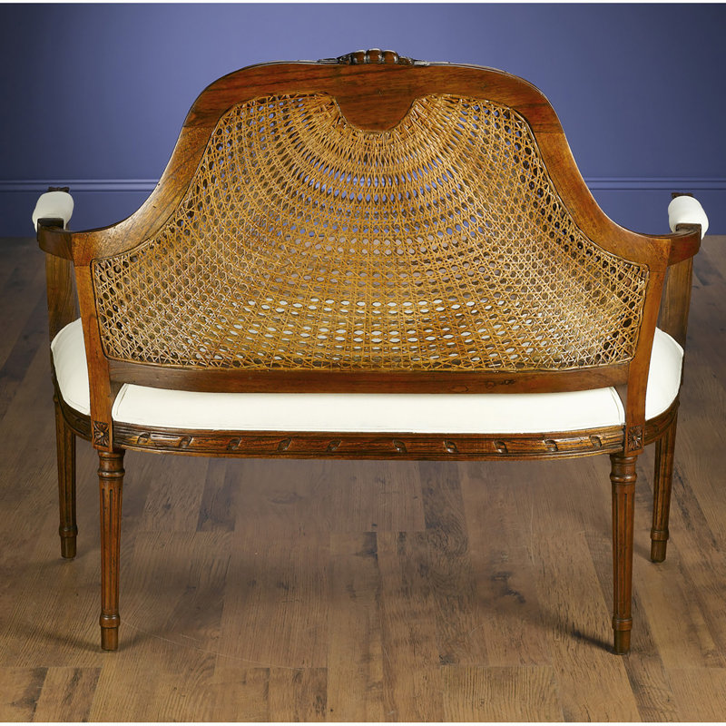 Moyne Linen Square Arm Settee, Walnut