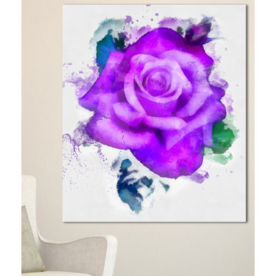 Reproduction d'art sur toile tendue «Hand-Made Purple Rose Watercolor»