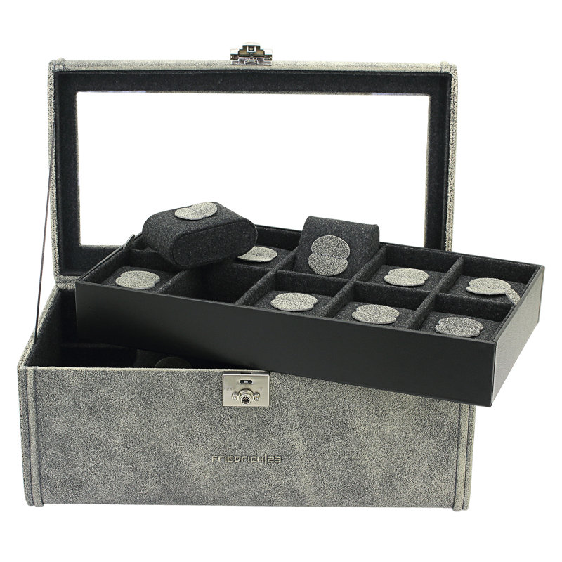 Cubano Leather Watch Box + Locking, Grey