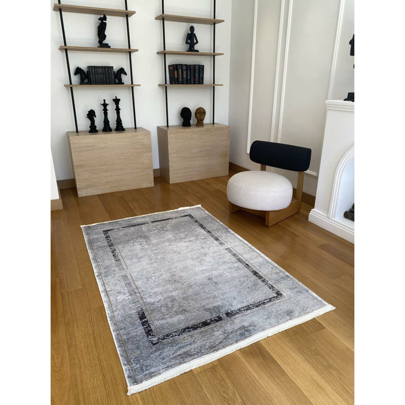 Tapis en coton avec envers antidérapant Lanney, Rectangle 5 pi 3 po x 11 pi 6 po