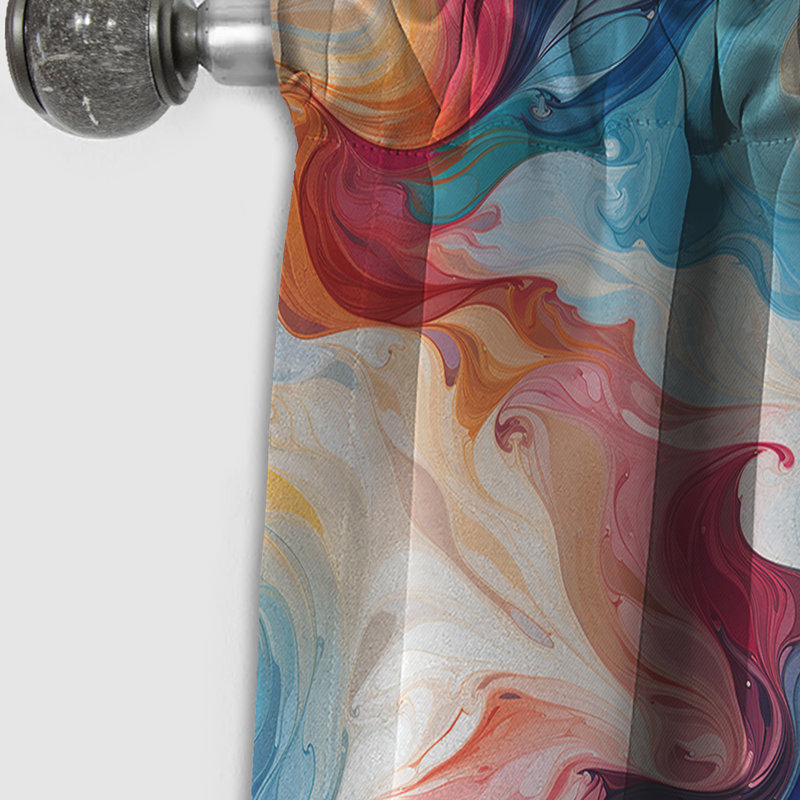 Rideau occultant en velours de marbre rose et bleu - 1 panneau, L 52 po x L 84 po