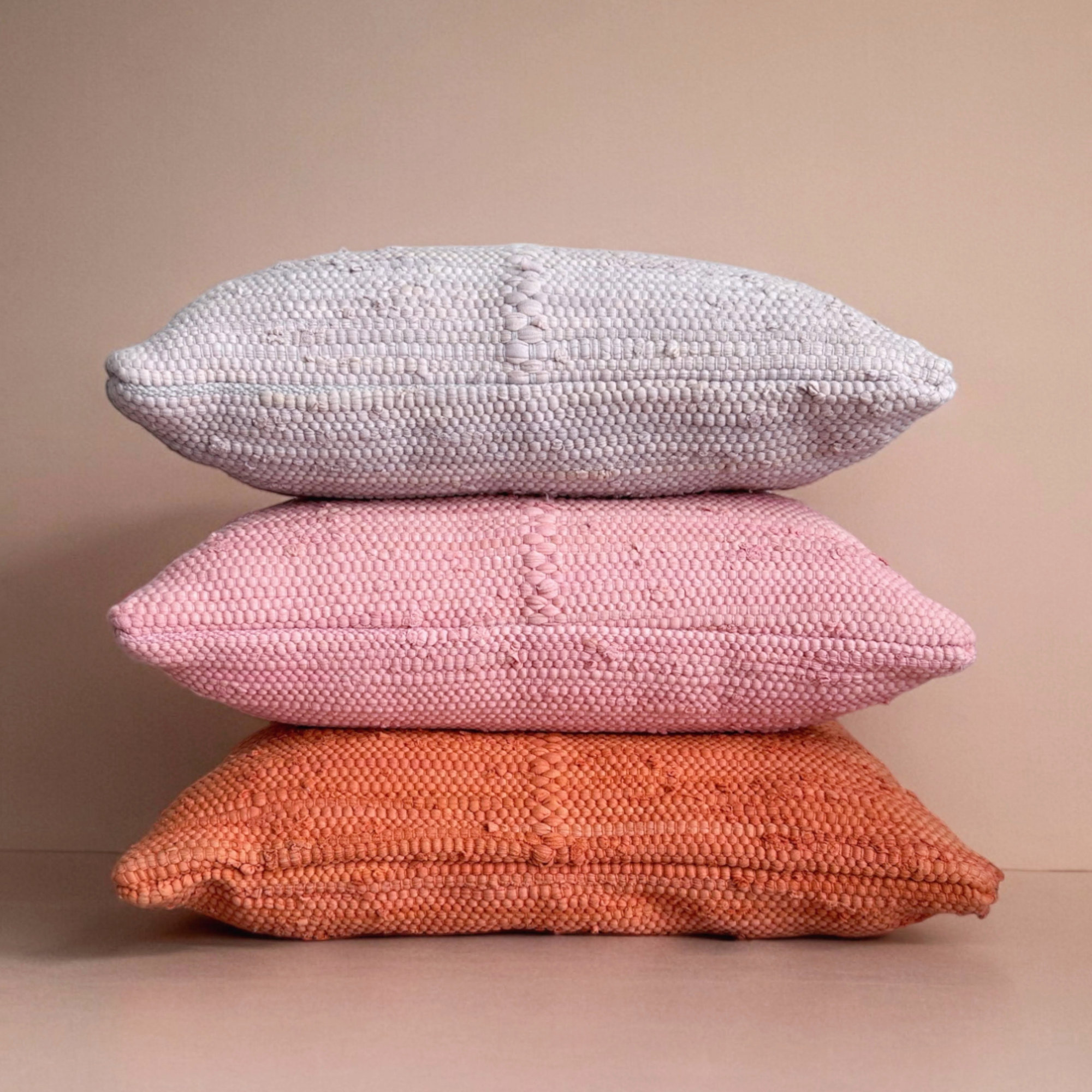 PILLOWPIA 100% Cotton Chindi Lumbar Pillow Cover with Brass Zipper | Handwoven Accent, Rectangular 14"H x 24"W, Pottery