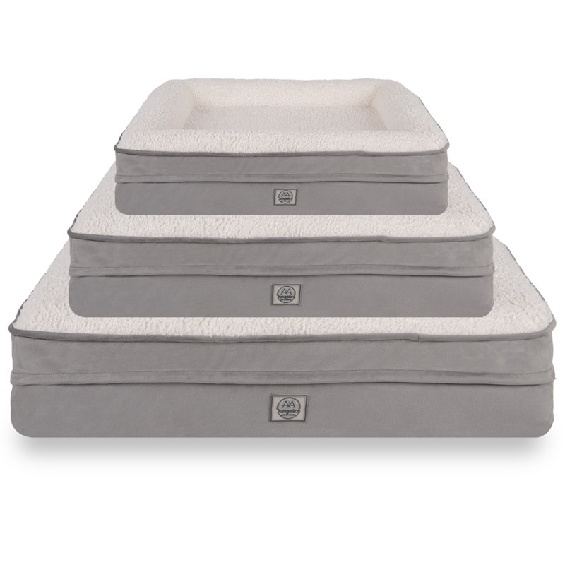 Luxurious Pet Bed with High-Grade Memory Foam, Grey & White, 37.4 x 29.5 x 7.9 inches | 100% Polyester Outer Fabric, Ultra Soft High Density Foam | Perfect for Dogs & Cats, Comfort & Support for Your Pets
