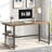 Hulste 53" Metal Base Writing Desk With Storage, Oak-358323810-350494591