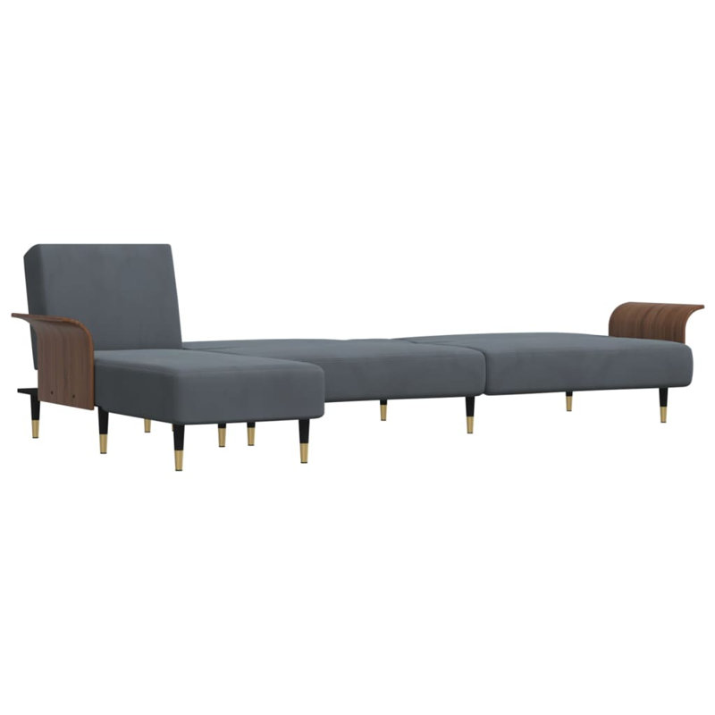 Canapé modulaire 3 pièces Teressa, Velours gris foncé