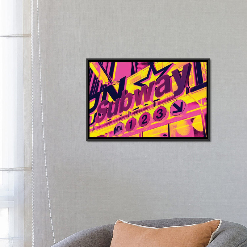 « metro metro sign » par philippe hugonnard,, impression sur toile tendue, H 18 po x l 26 po x P 1,5 po, Pas de tapis