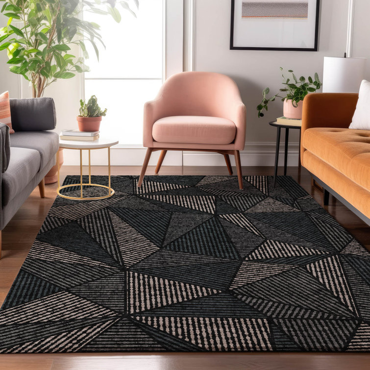 Premium Machine Washable Cerrito Black Rug