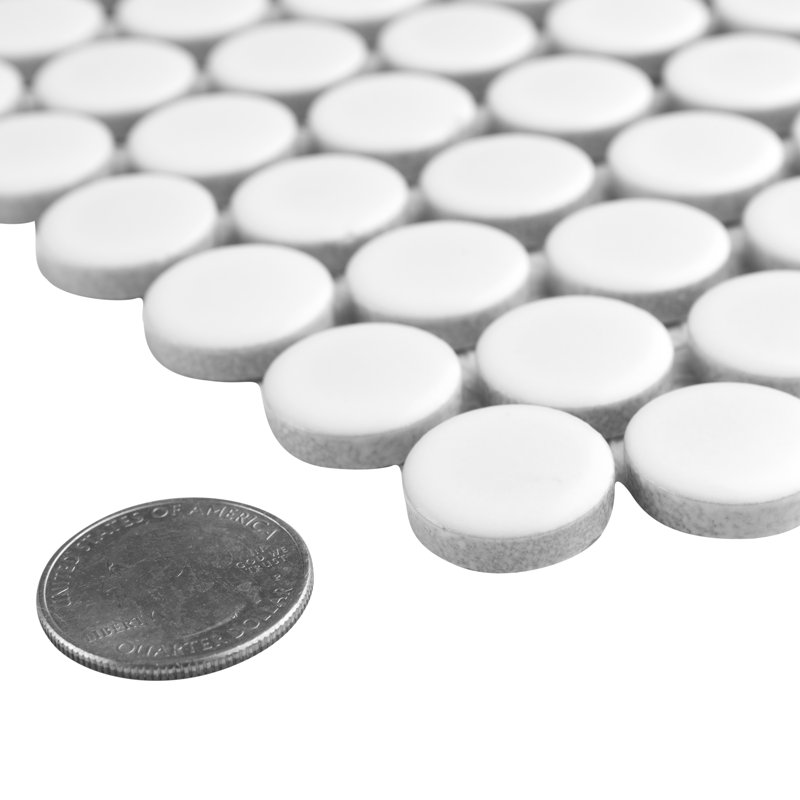 Metro Penny Metro Penny Matte White with Black Flower 9-3/4" x 11-1/2" Porcelain Mosaic Floor and Wall Tile