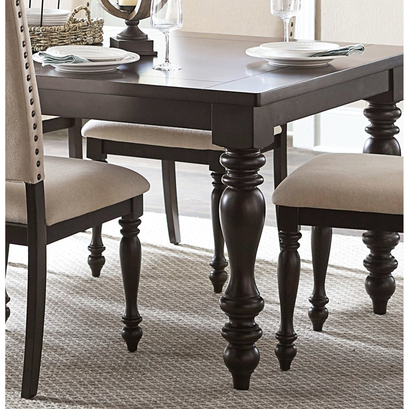 Table de salle à manger avec rallonge - placage de bouleau brun grisâtre, 6 feuilles transitionnelles