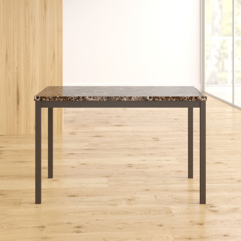 Reynaldo 4 - Person Faux Marble Top Four Leg Base Dining Set, Brown