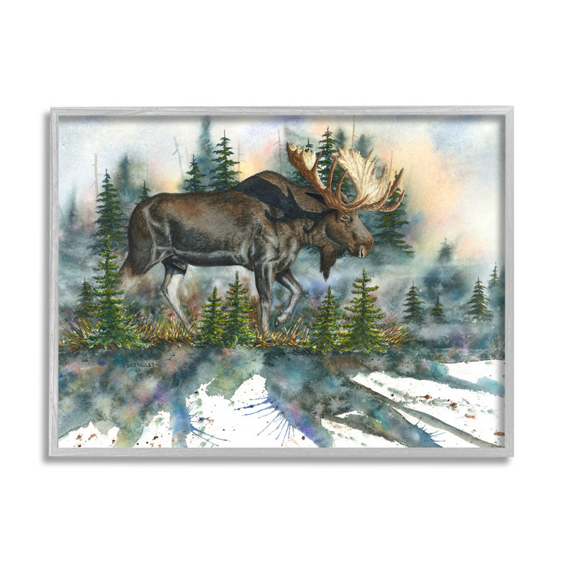 «Wild Moose Forest», art giclée par Dave Bartholet, H 24 po x l 30 po x P 1,5 po, Estampe numérique Farmhouse