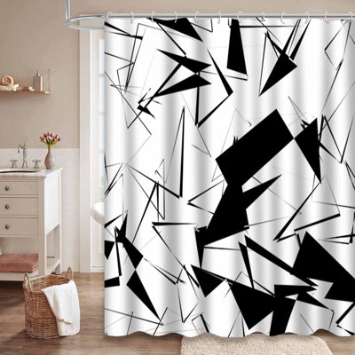 Waterproof Abstract Art Bath Modern Geometric Shower Curtain with 12 Hooks