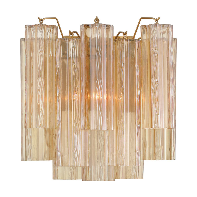 Hardman 2 Light Aged Brass Sconce, Gold, Gold