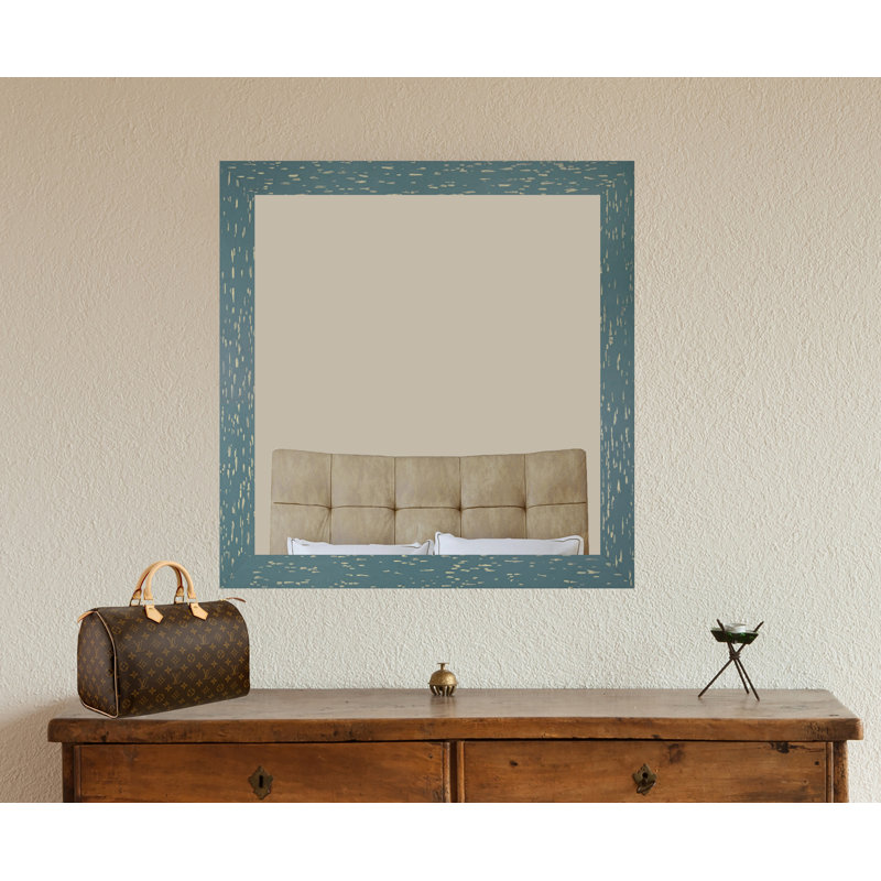 Hensel Solid Wood Flat Mirror, Cream/Brown, 17" x 17"