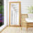 Lacie Scalloped Rattan Floor Mirror, Natural Brown-2083727641