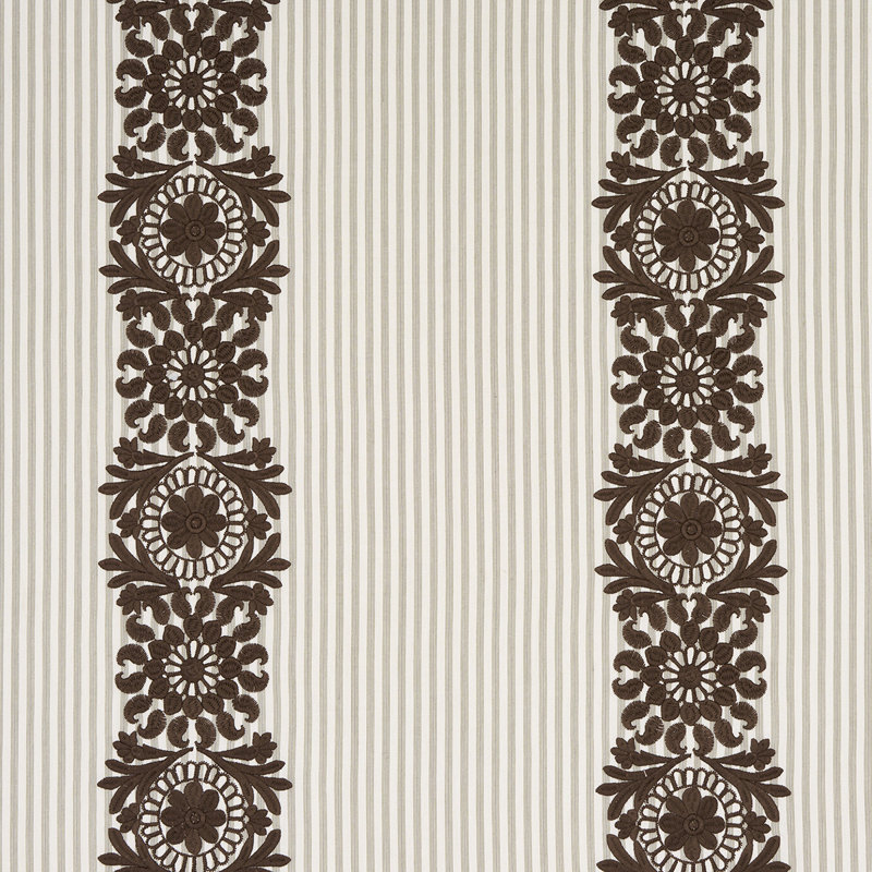 Joelle Stripe Fabric, Chocolate