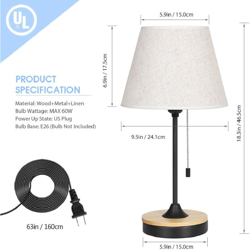 Ensemble de lampe de table noire 18,3 po Navi