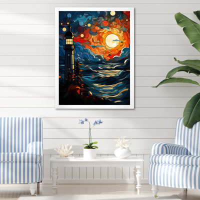 «Coastal Stormy Sunset Lighthouse Breeze III», art mural phares
