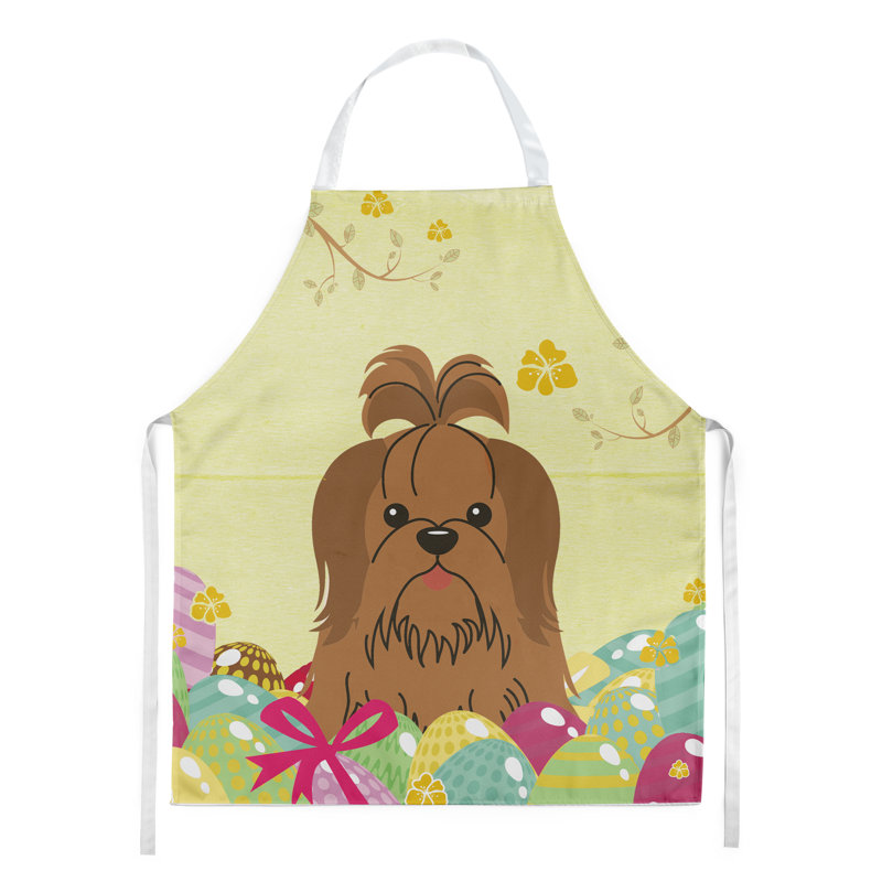 Tablier œufs de pâques, Jaune / chocolat, Shih Tzu