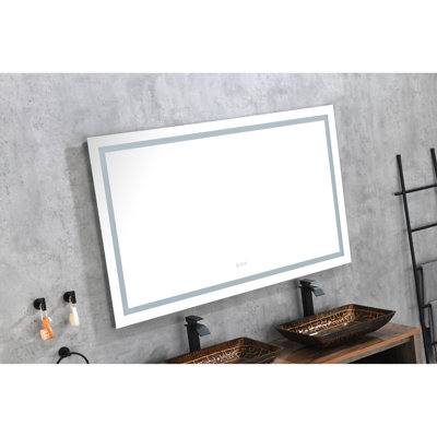 Miroir de salle de bain à DEL 84 x 40 po, fonction de brouillard, 3 options de couleurs, lampe à intensité variable à intensité variable, verre Hd, miroir mural en aluminium 84 x 40 po, brouillard, décorations, qualité de trait