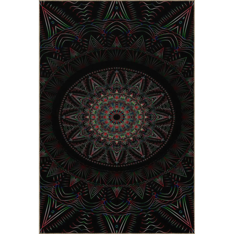 Black Star Woven Base Carpet And Washable Carpet, Round 5'