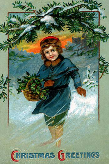 « christmas greetings », affiche rétro, H 66 po x l 44 po