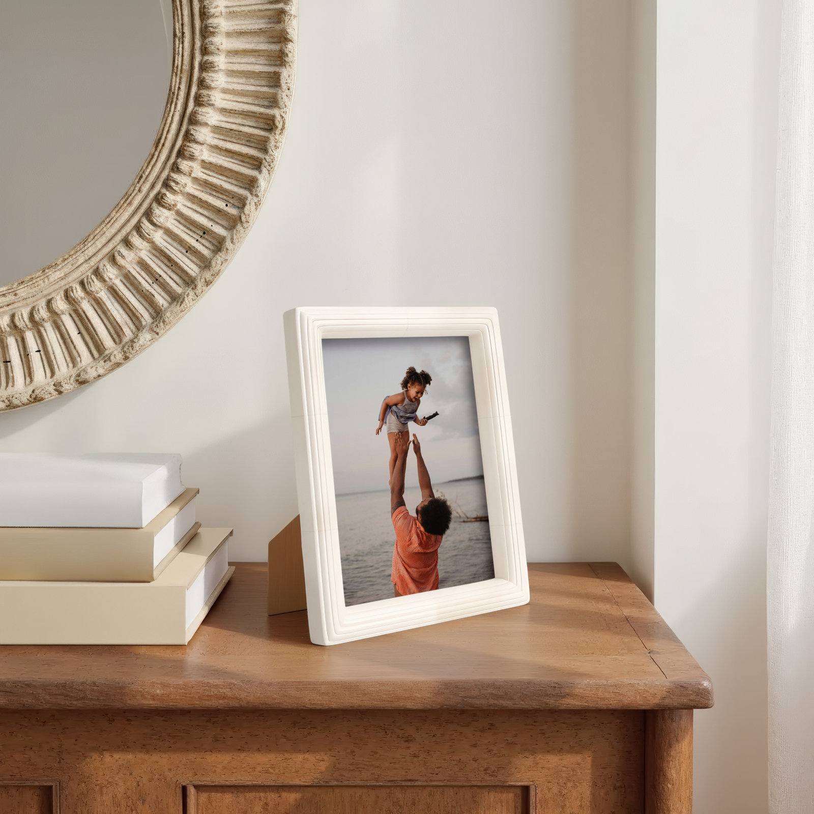 Zuriah Bone Matte Picture Frame, 5" x 7", White