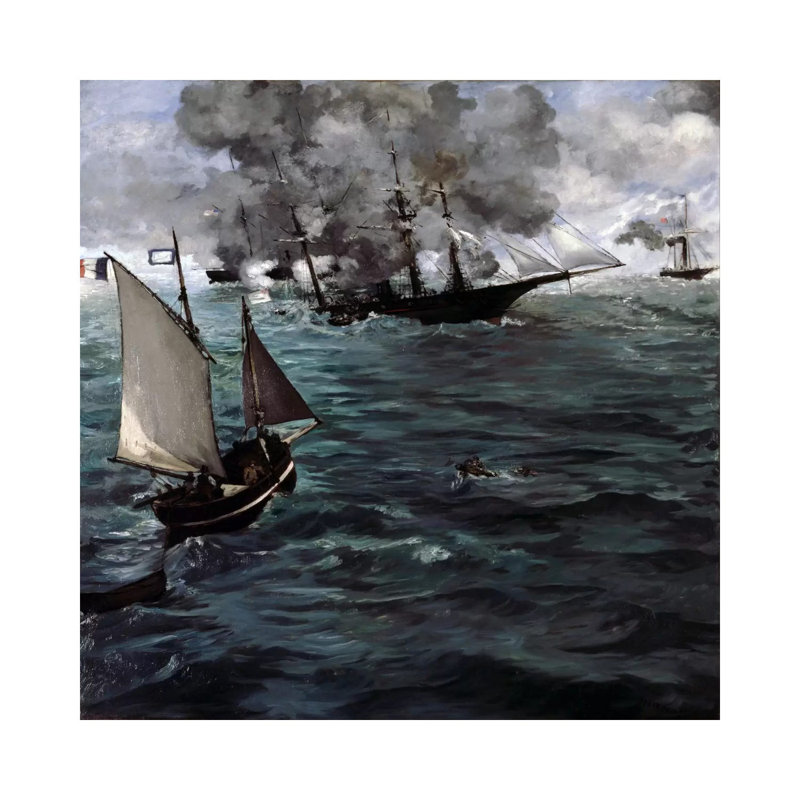 The Battle of The USS Kearsarge & CSS Alabama by Edouard Manet - 1 Piece Wrapped Canvas Wall Art