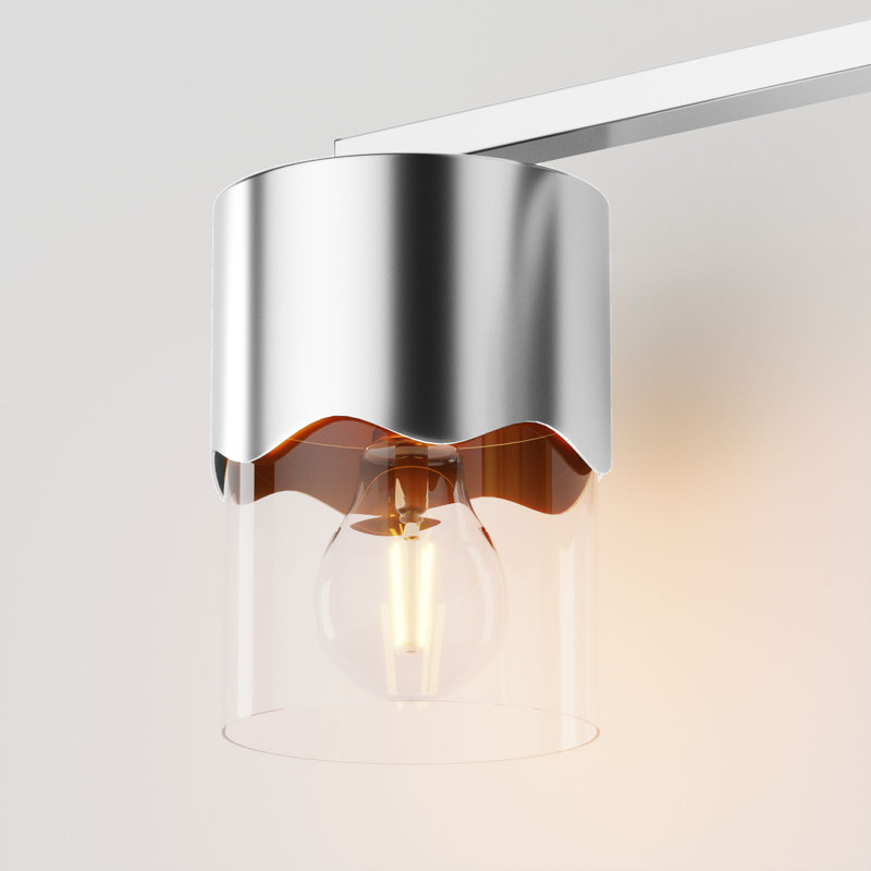 Kailyn Metal and Glass Vanity Light, 3 Lights, Polished Nickel